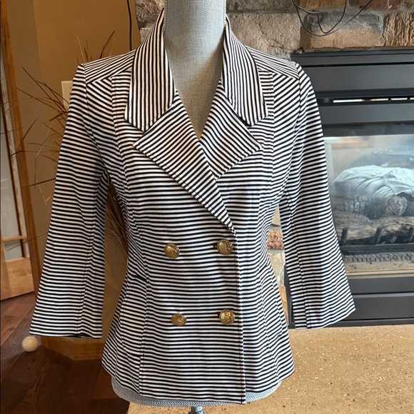 CAbi Jackets & Blazers - CAbi Striped Blazer with Gold Accents sz S Excellent